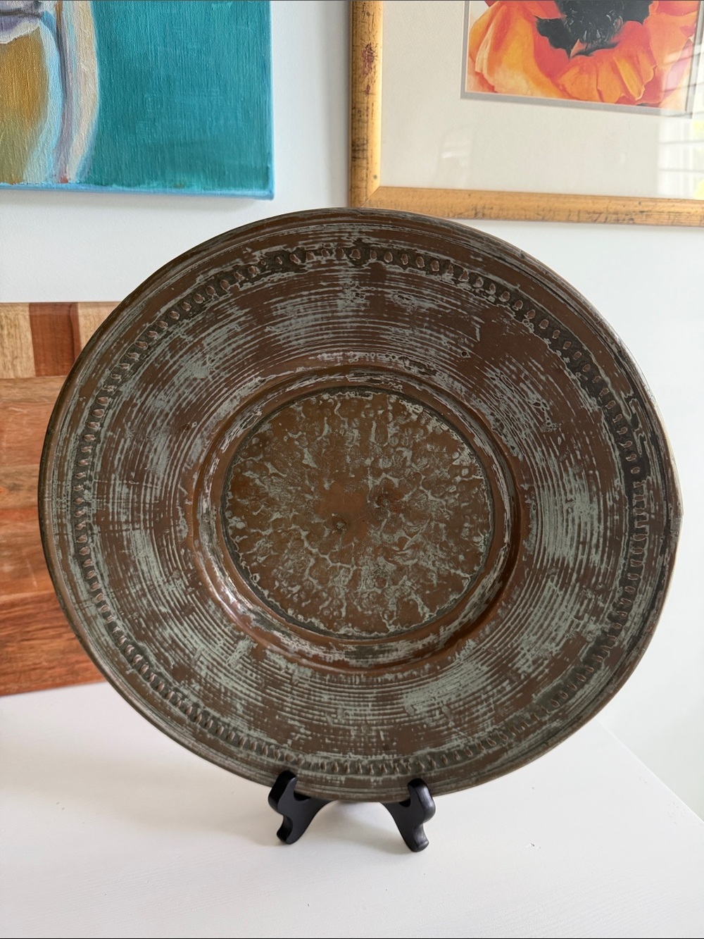 Rustic Brown Distressed Decorative Metal Plate Catch All Coffee Table Decor